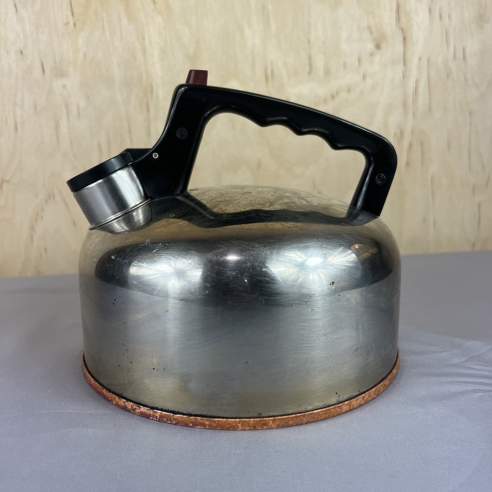 Vintage West Bend 2.5 Qt Whistling Tea Kettle – Chrome Copper Bottom USA